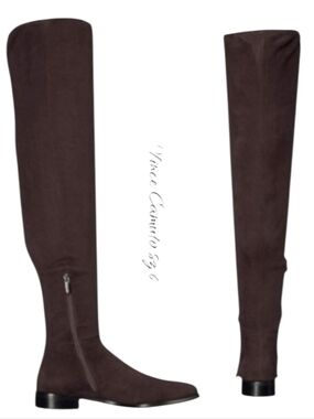 Vince Camuto Hailie Over The Knee Boots Brown Suede OTK Flat Boot 6